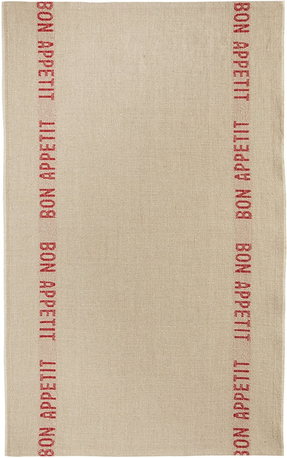 Charvet Éditions "Bon Appetit" (Red), Natural woven linen tea towel. Made in France. - Home Landing
