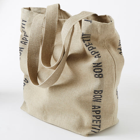 Charvet Éditions "Bon Appetit" (Black), Natural / Black linen bag. Made in France.