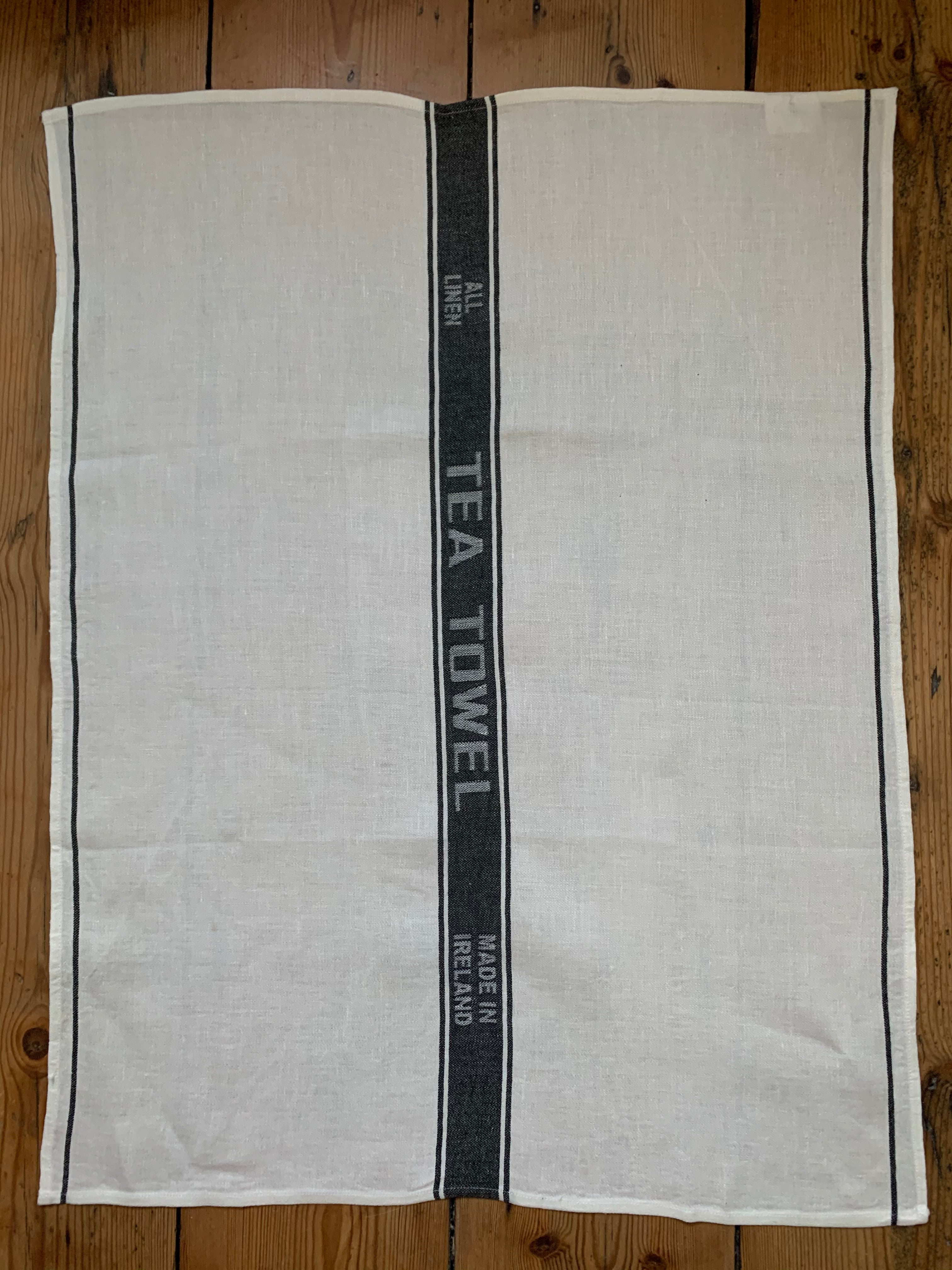 Thomas Ferguson Pure Fine Woven Irish Linen Tea Towel - Black Stripe, Ireland. - Home Landing