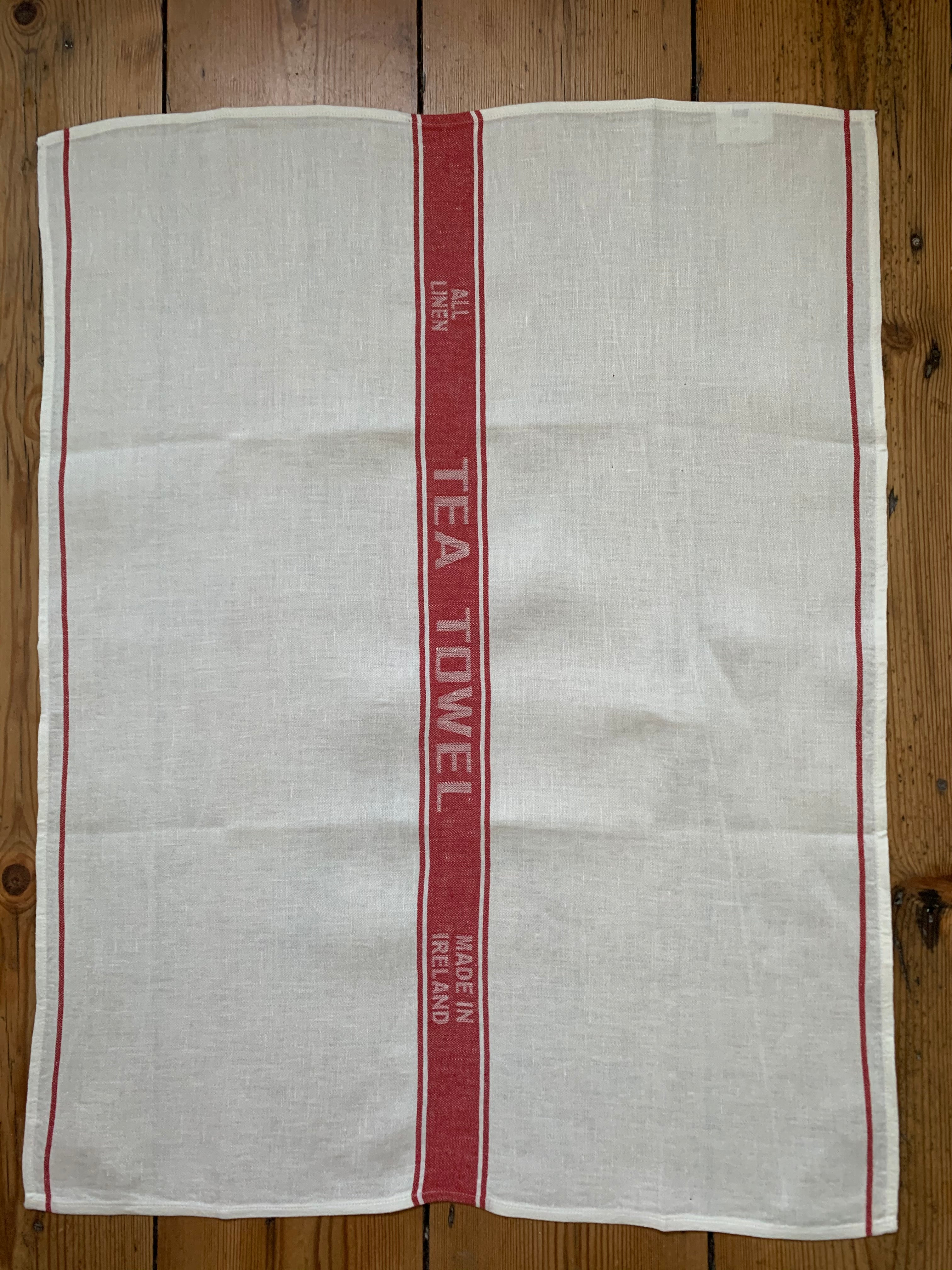 Thomas Ferguson Pure Fine Woven Irish Linen Tea Towel - Red Stripe, Ireland. - Home Landing