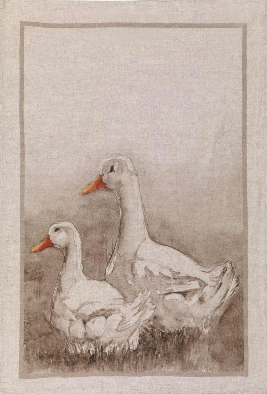 Tessitura Toscana Telerie, “Volaille - Papere”, Pure linen printed tea towel.