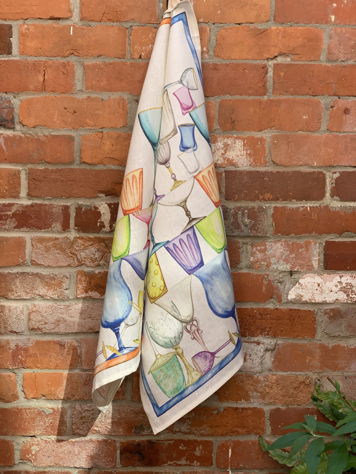 Tessitura Toscana Telerie, “Crystal - Rosso”, Pure linen printed tea towel. - Home Landing