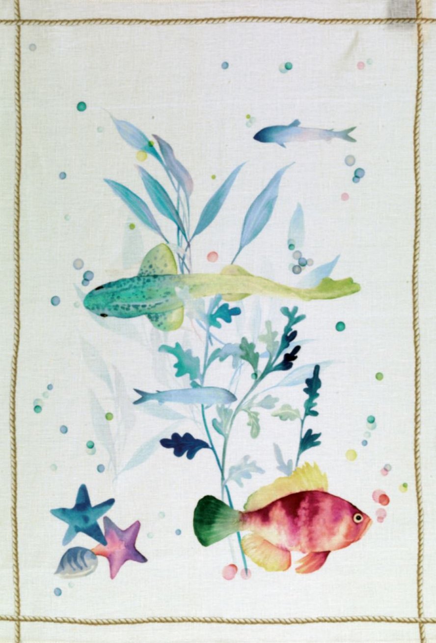 Tessitura Toscana Telerie, “Marea - Stella”, Pure linen printed tea towel.