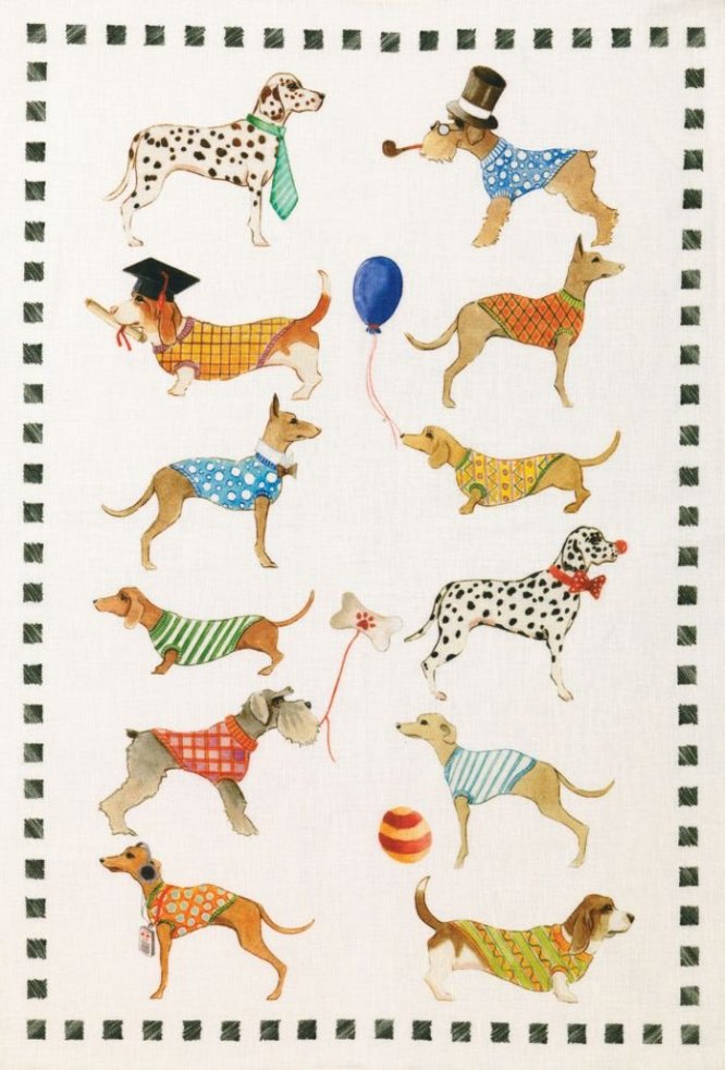 Tessitura Toscana Telerie, “Best Friends - Cani”, Pure linen printed tea towel