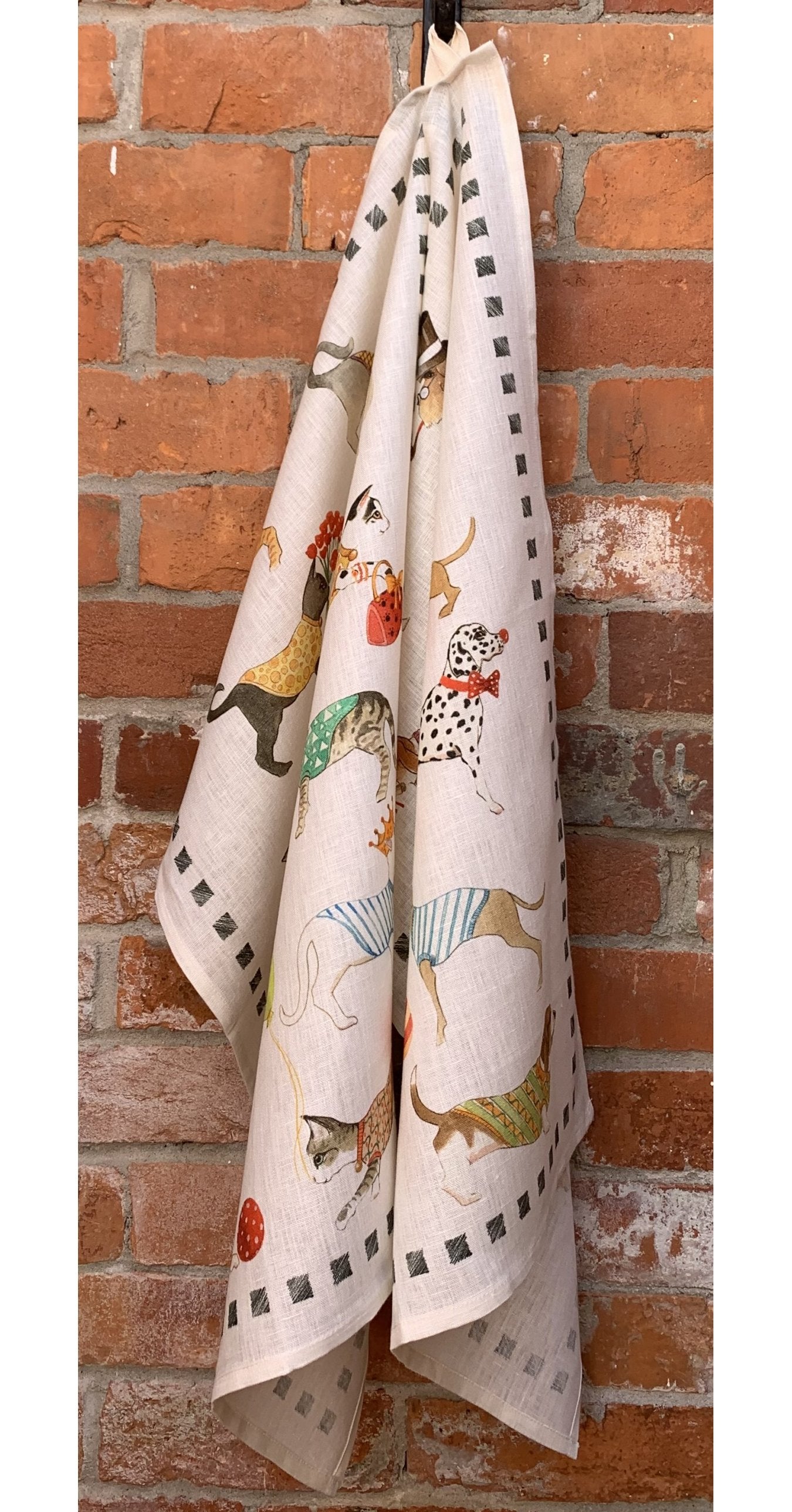 Tessitura Toscana Telerie, “Best Friends - Cani”, Pure linen printed tea towel - Home Landing