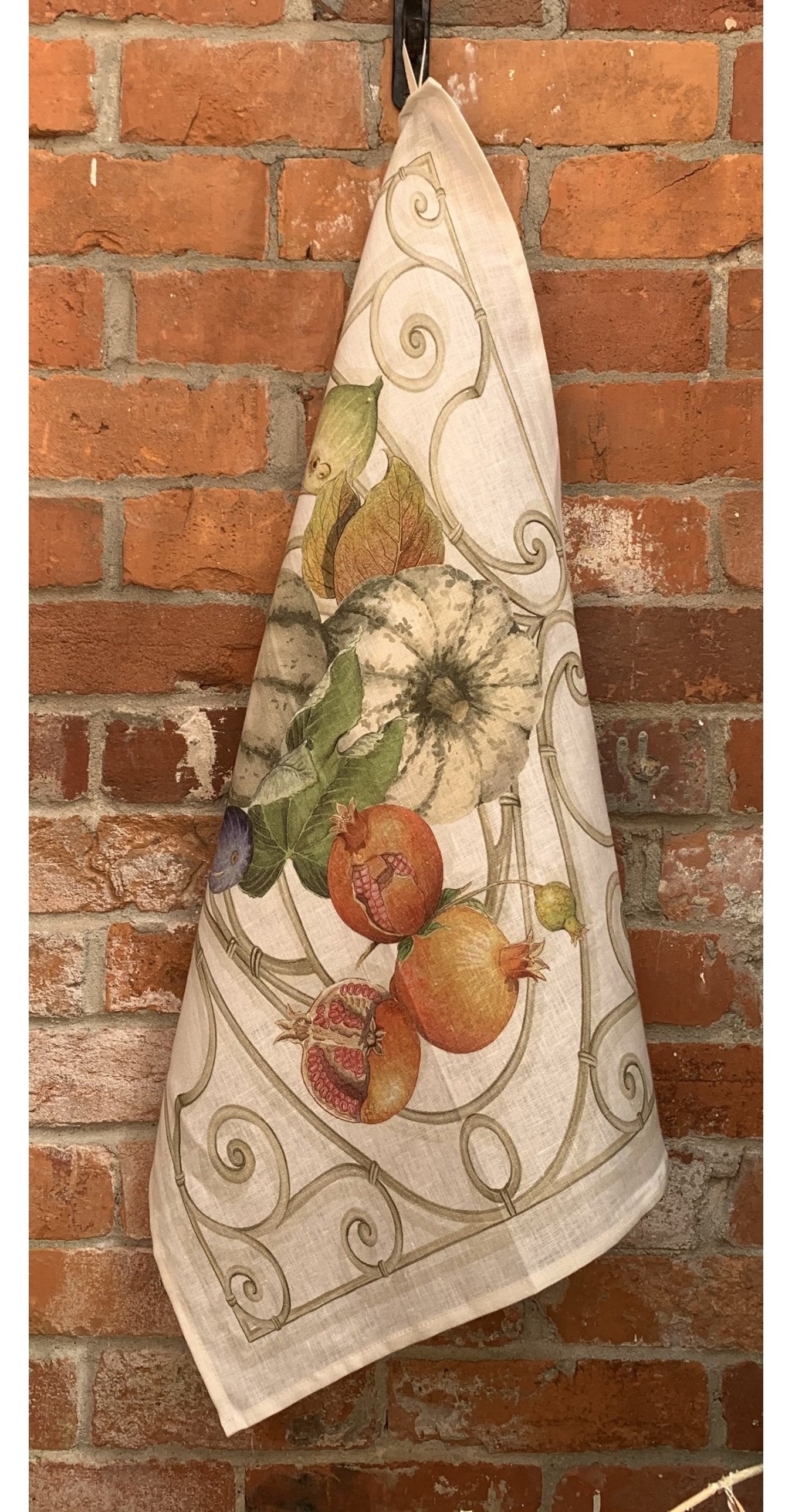 Tessitura Toscana Telerie, “Cenerentola - Bianco”, Pure linen printed tea towel - Home Landing