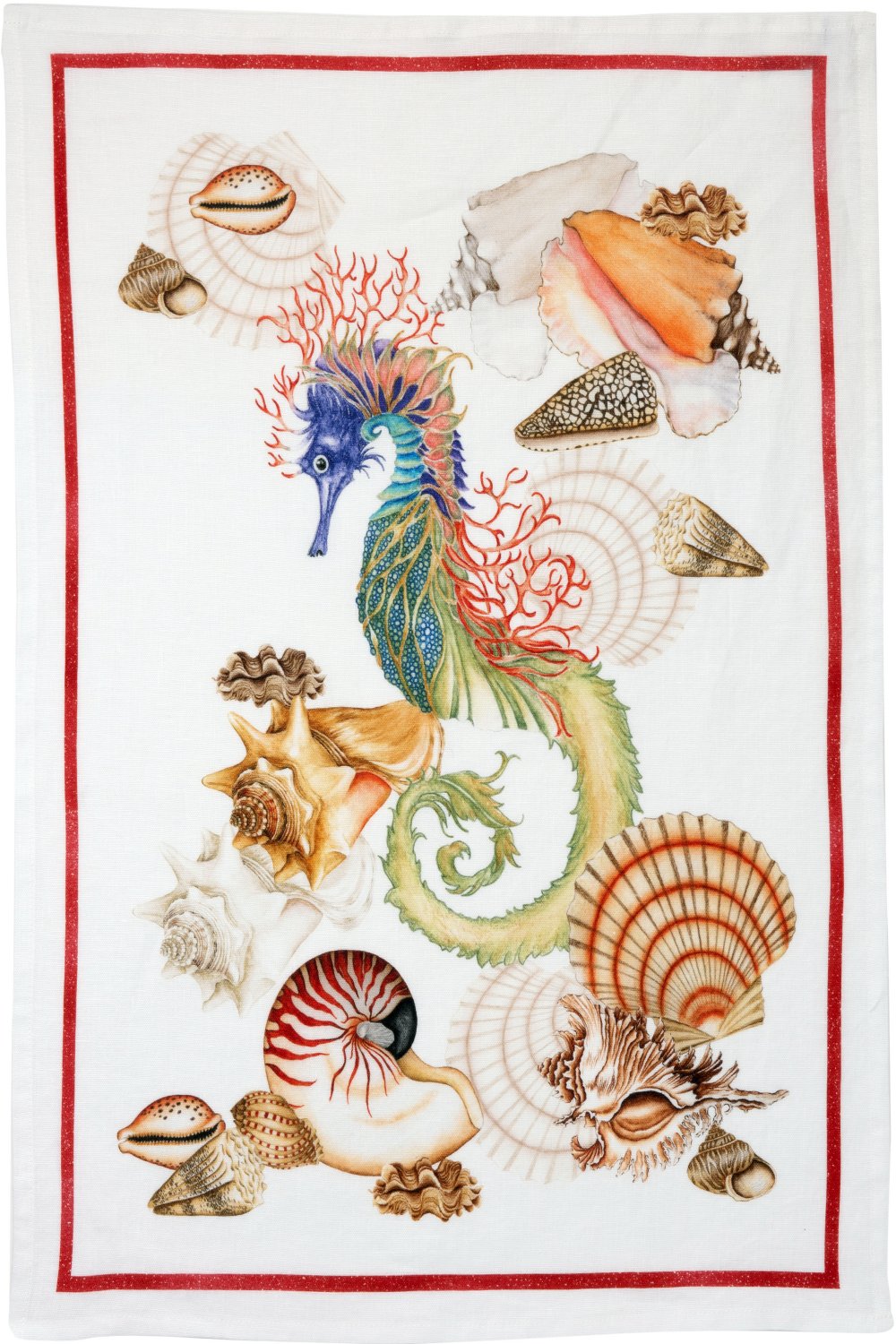 Tessitura Toscana Telerie, “Jelly - Ippocampo”, Pure hemp printed tea towel. - Home Landing