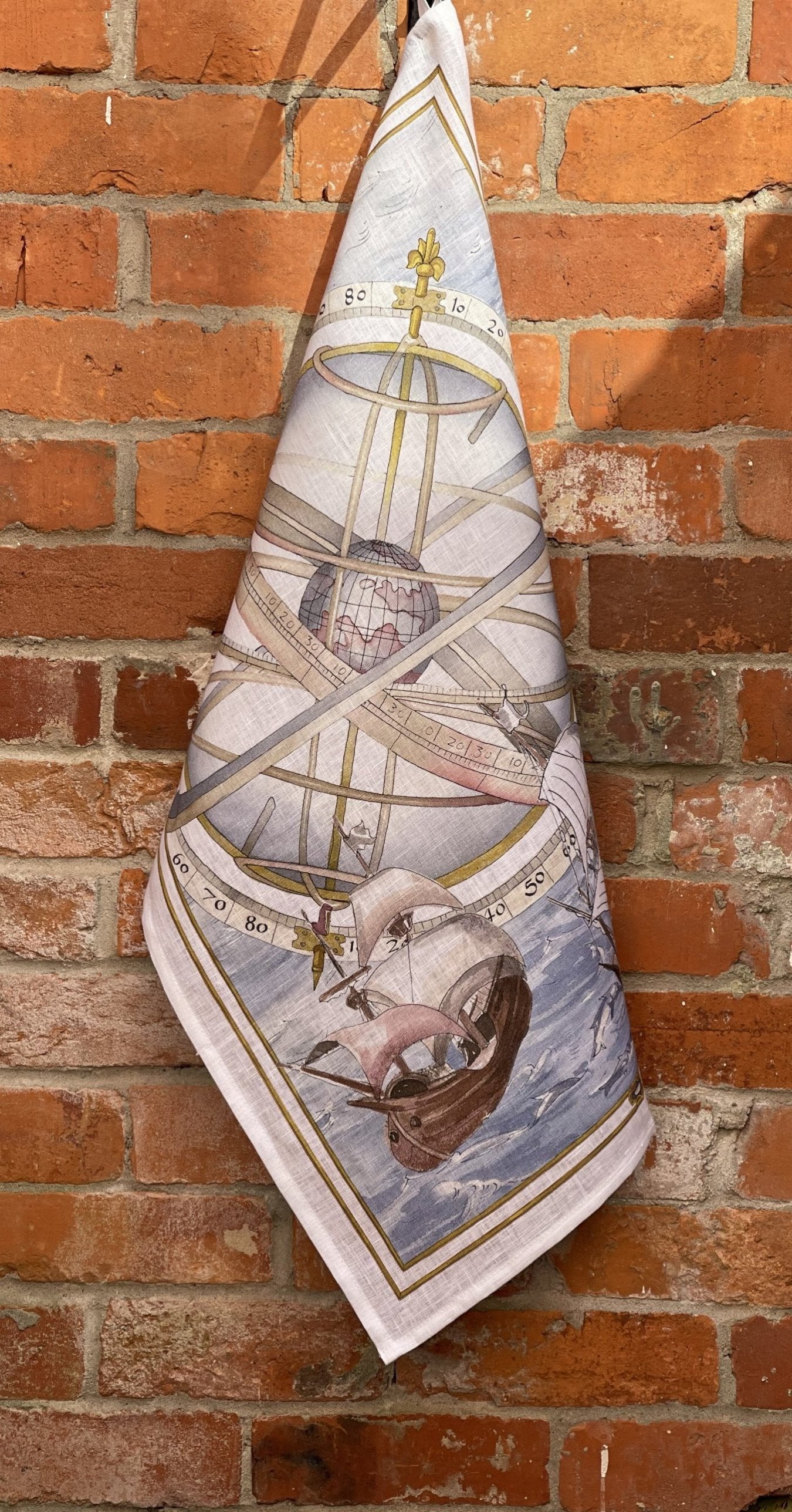 Tessitura Toscana Telerie, “Bounty - Sestante”, Pure linen printed tea towel. - Home Landing