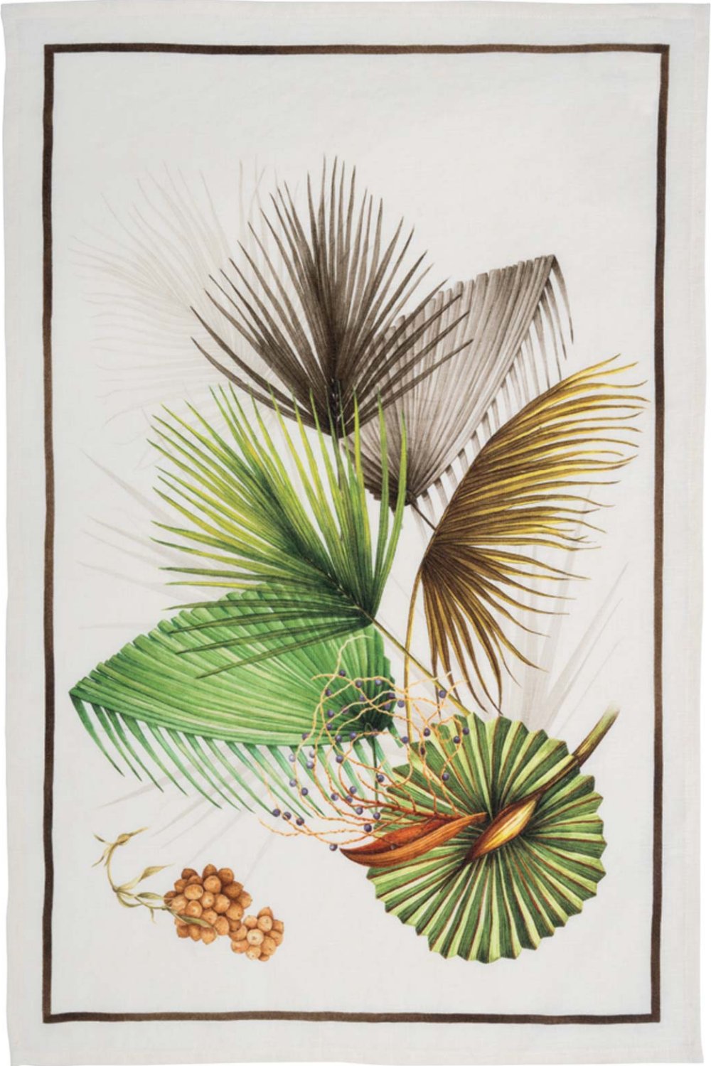 Tessitura Toscana Telerie, “Oasi - Marron”, Pure hemp printed tea towel.