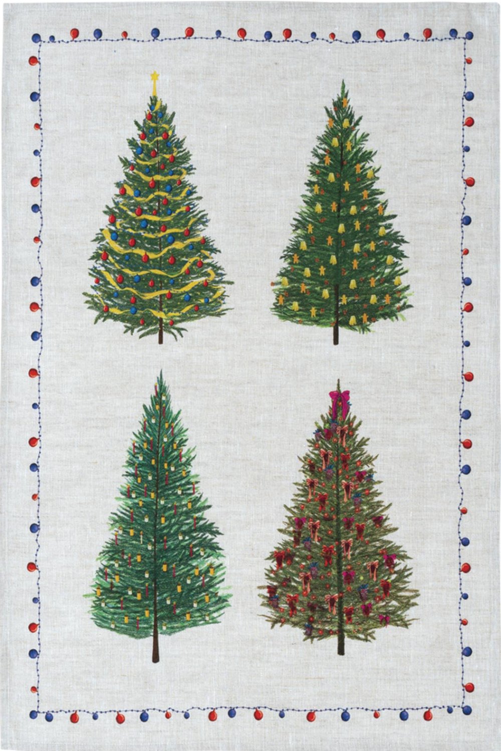 Tessitura Toscana Telerie, “Fairy Trees - Four”, Pure linen printed tea towel.