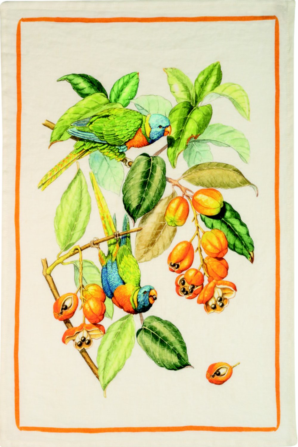 Tessitura Toscana Telerie, “Ara - Arancio”, Pure hemp printed tea towel.