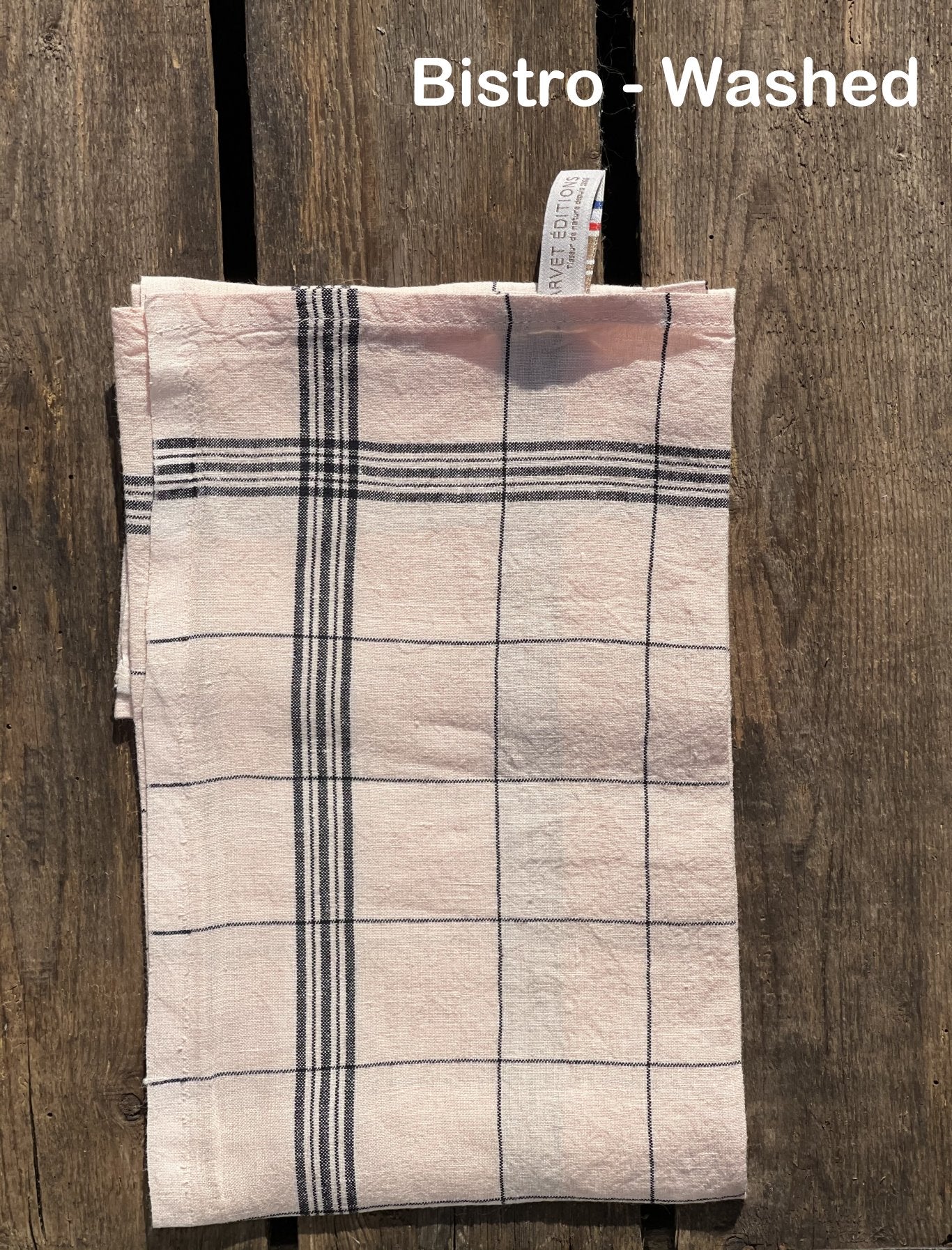 Charvet Éditions "Bistro" (Guimauve), Natural woven linen tea towel. Made in France.