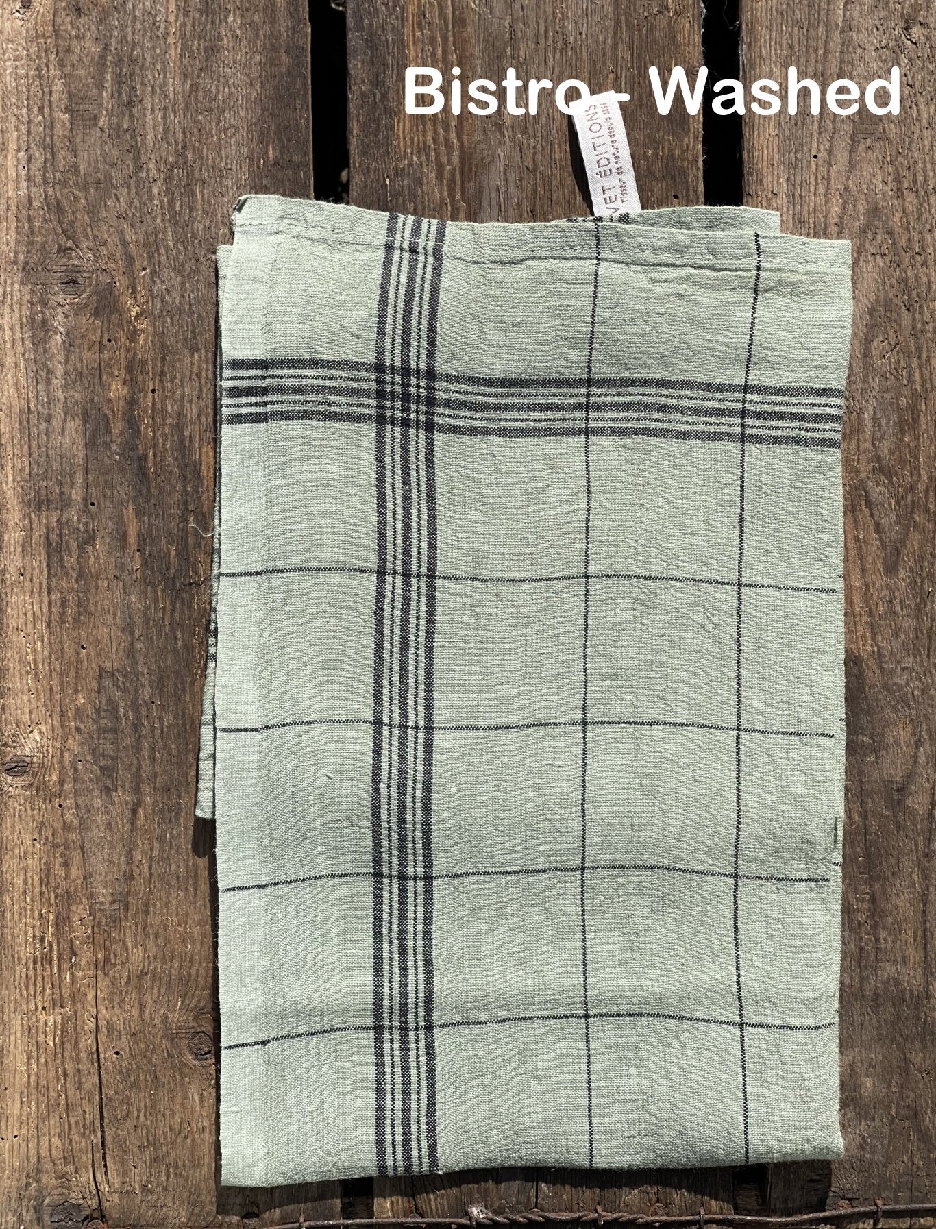 Charvet Éditions "Bistro" (Sauge), Natural woven linen tea towel. Made in France.