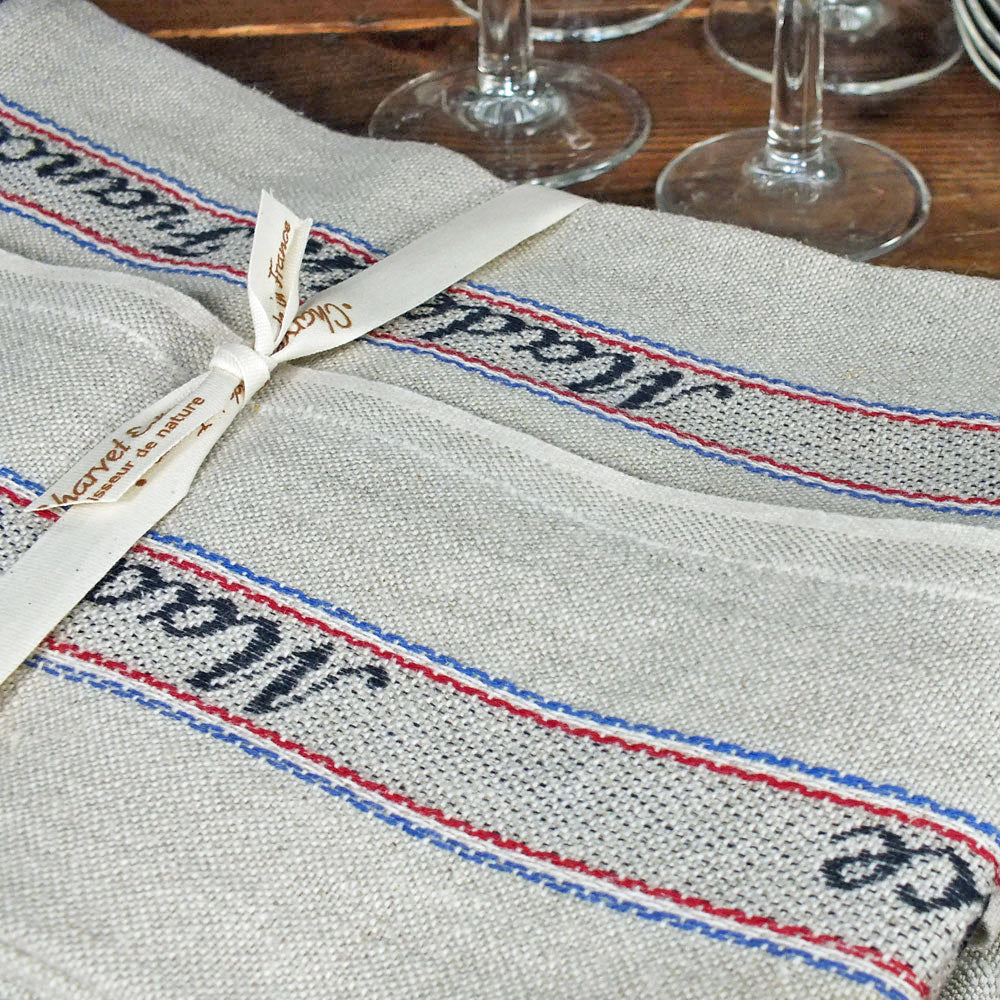 Charvet Éditions "Made in France", Natural woven linen and cotton tea towel. Made in France. - Home Landing