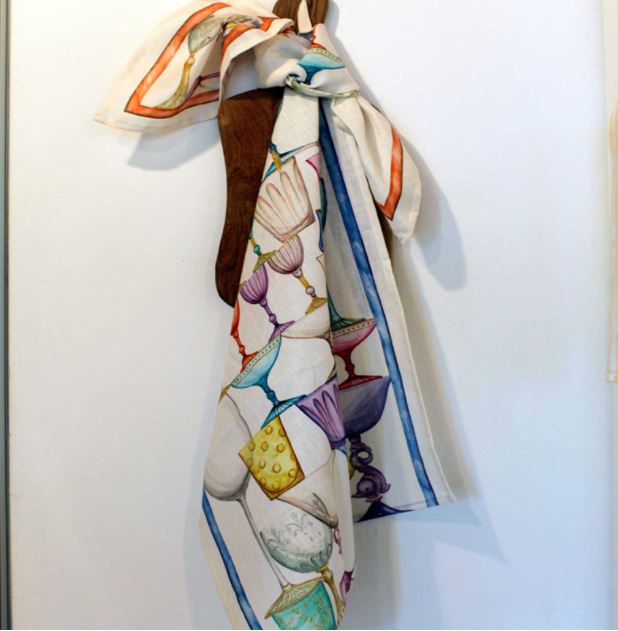 Tessitura Toscana Telerie, “Crystal - Blu”, Pure linen printed tea towel - Home Landing