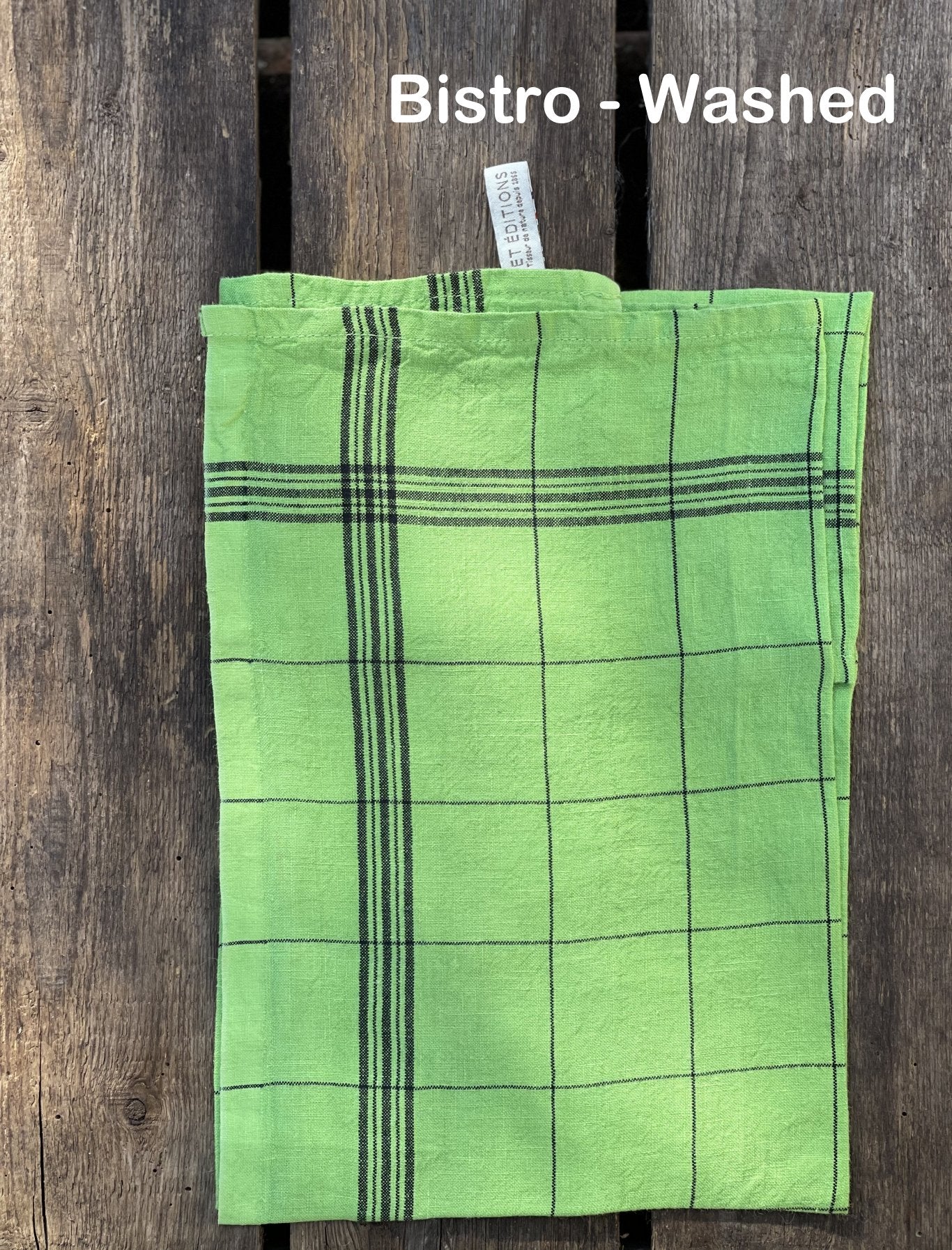 Charvet Éditions "Bistro" (Mojito), Natural woven linen tea towel. Made in France. - Home Landing