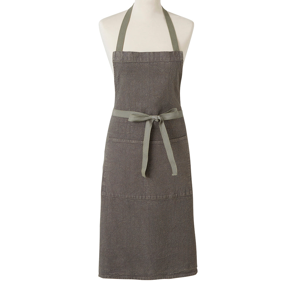 Charvet Editions "Tablier Doudou" (Oxyde), Grey, linen apron. Made in France.