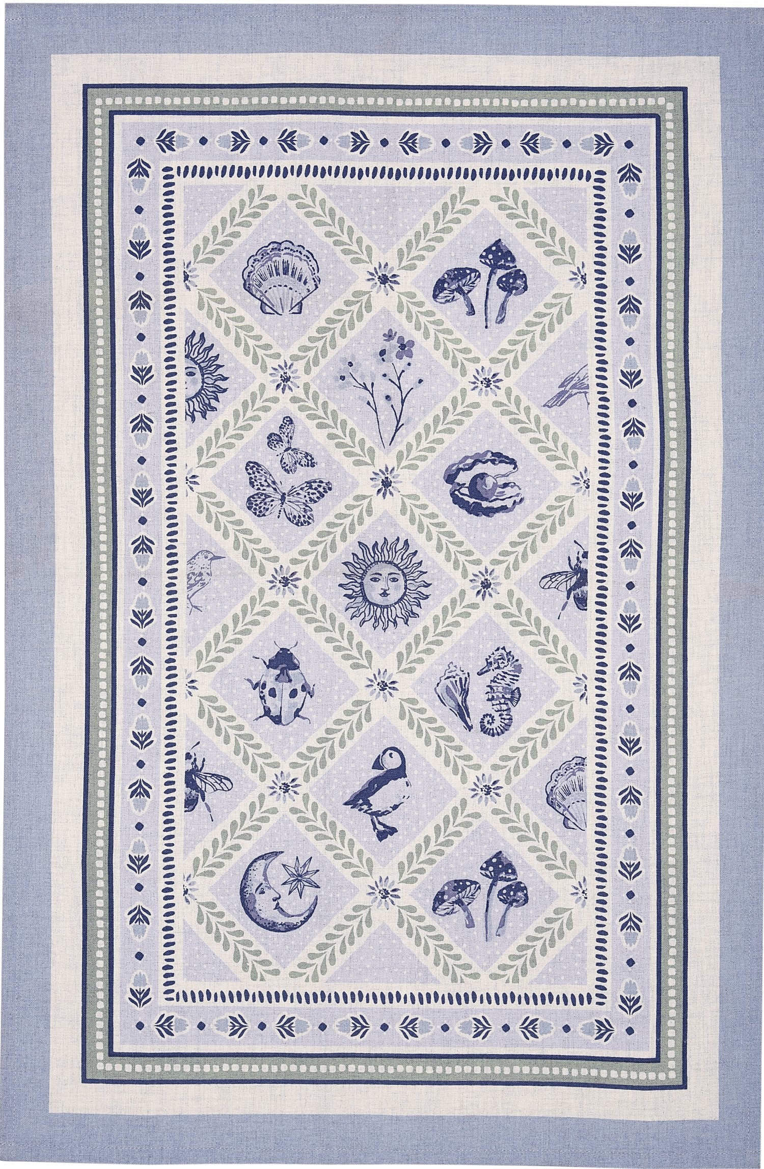 Ulster Weavers, "Coastal Treasures", Printed textured cotton tea towel. - Home Landing
