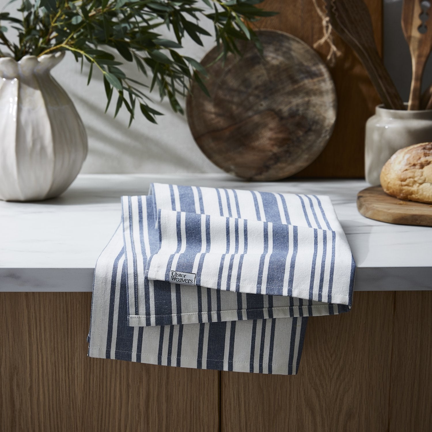 Ulster Weavers, "Denim Stripe", Printed cotton tea towel.