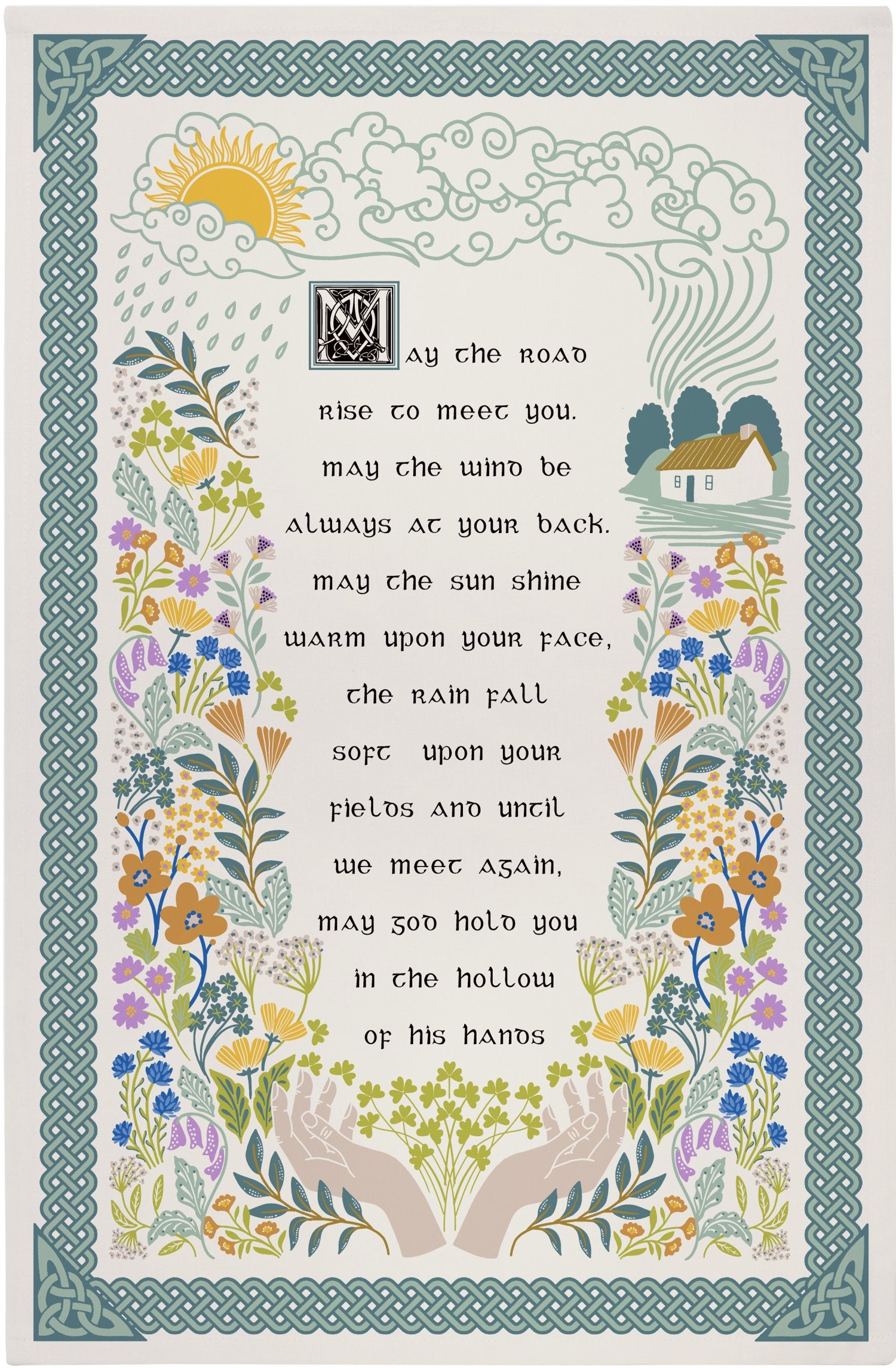 Ulster Weavers "Irish Blessing", Printed cotton tea towel.