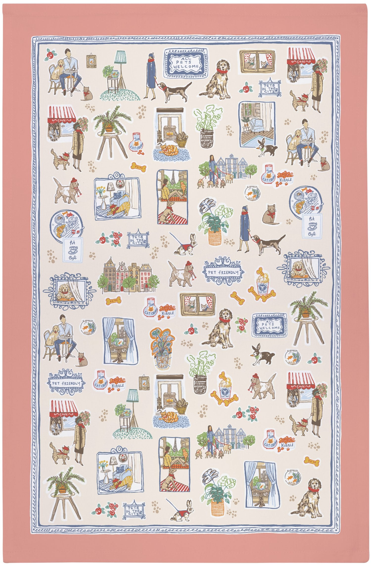 Ulster Weavers "Pets in The City", Printed cotton tea towel.