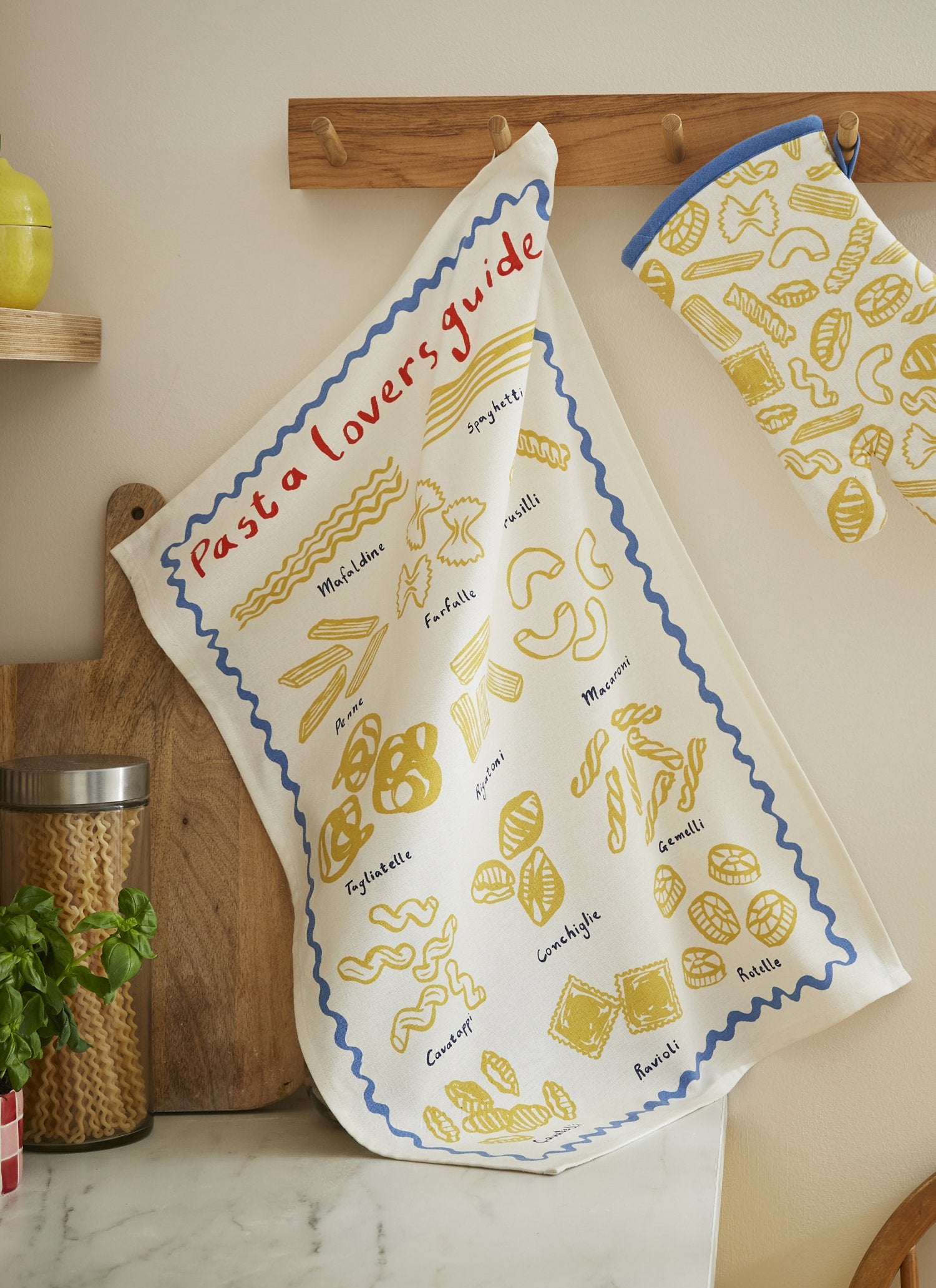 Ulster Weavers, "Pasta Lovers Guide", Printed textured cotton tea towel.
