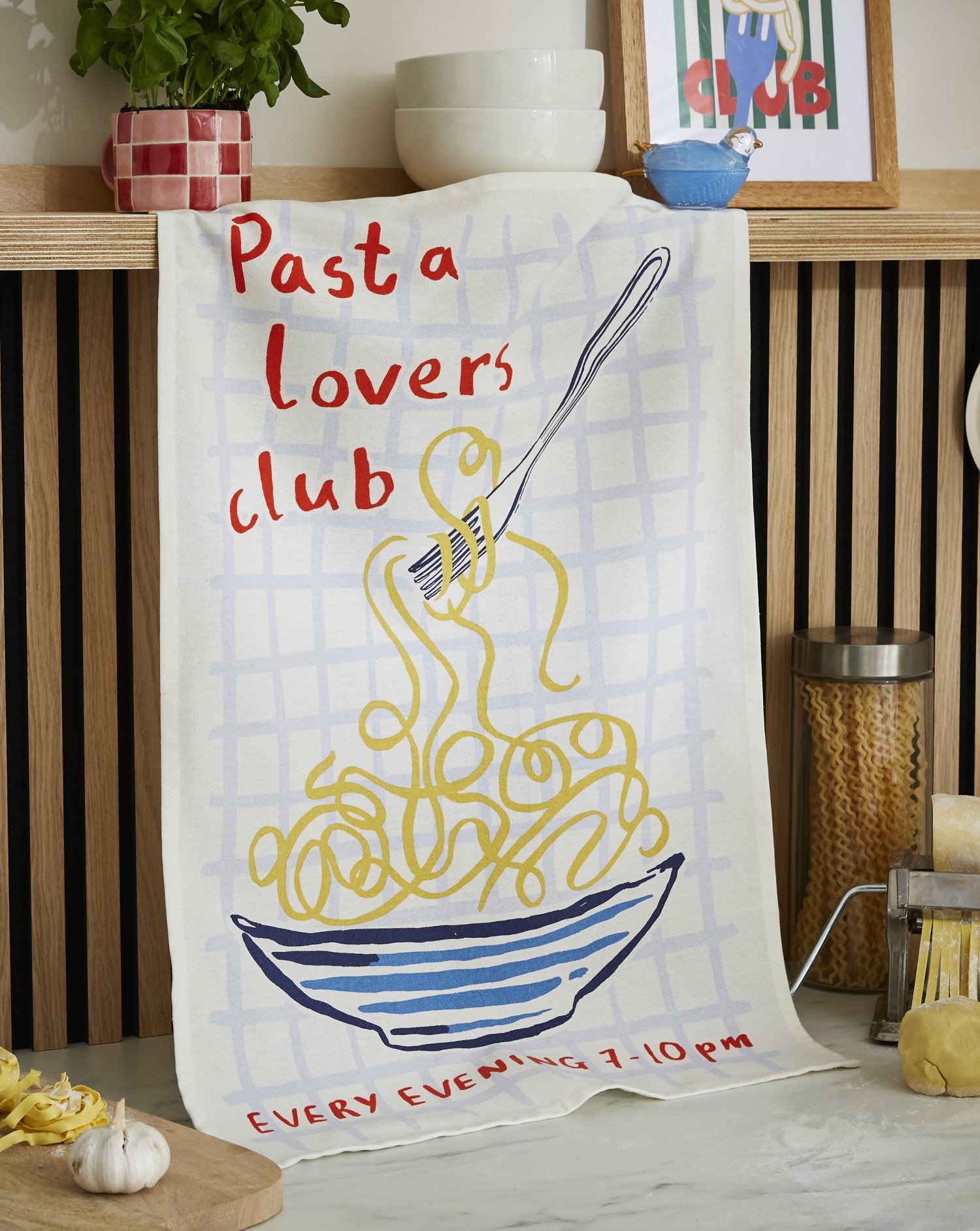 Ulster Weavers, "Pasta Lovers Club", Printed textured cotton tea towel. - Home Landing