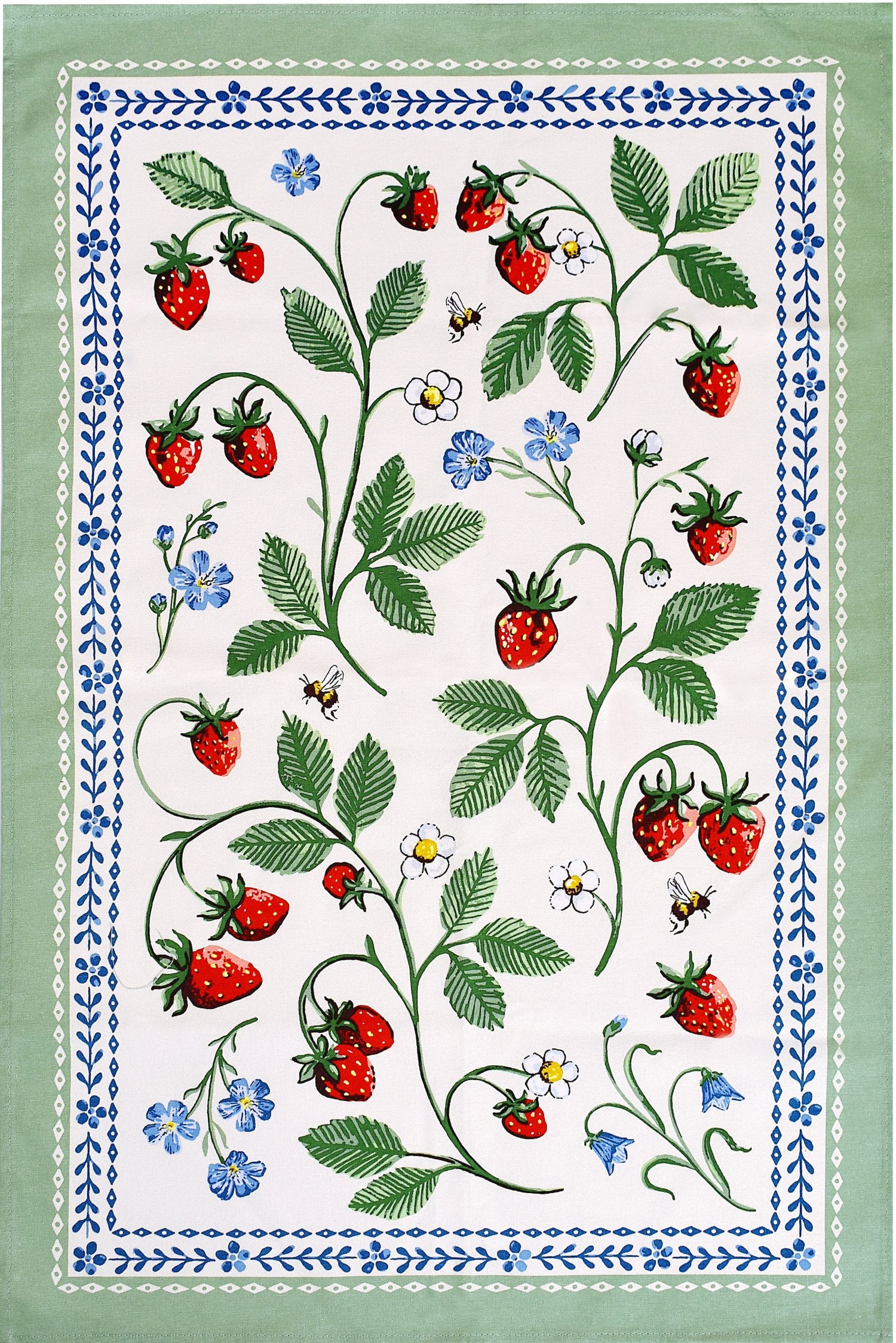Ulster Weavers, "Strawberry Patch", Printed cotton tea towel. - Home Landing