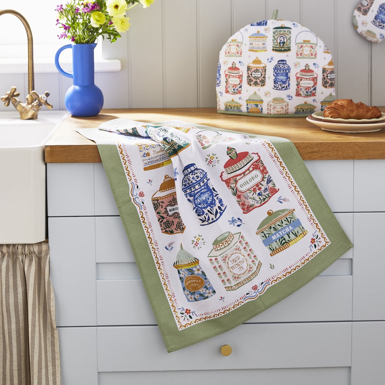 Ulster Weavers "Tea Tins", Printed cotton tea towel.