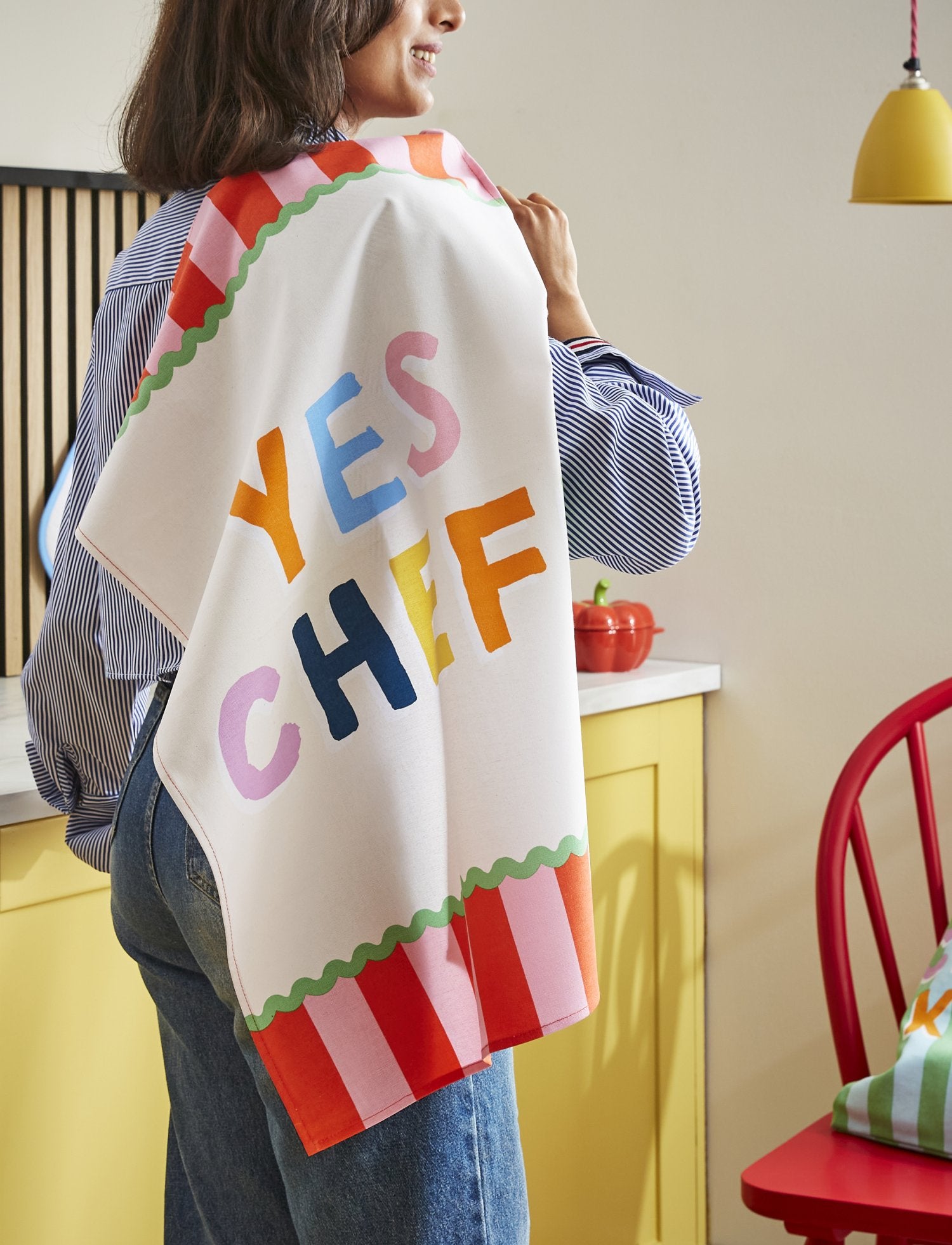 Ulster Weavers "Yes Chef-Stripe", Pure cotton printed tea towel. - Home Landing