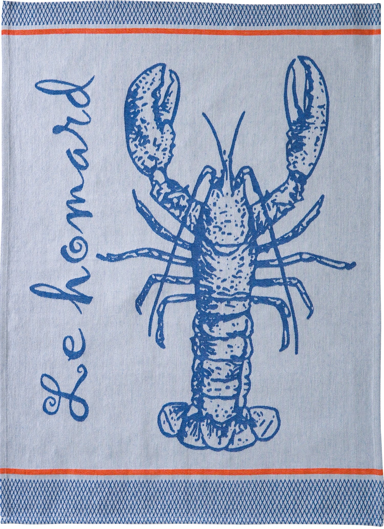 Coucke "A la Peche Bleu", Woven cotton tea towel. Designed in France.