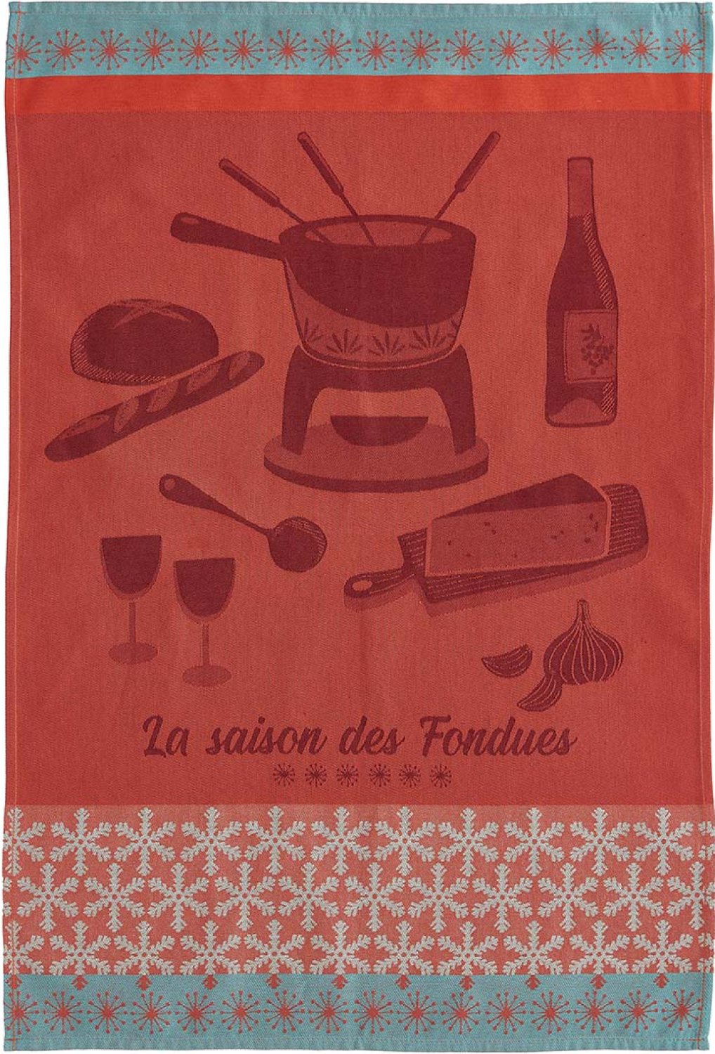 Coucke "La saison des Fondues", Woven cotton tea towel. Designed in France.