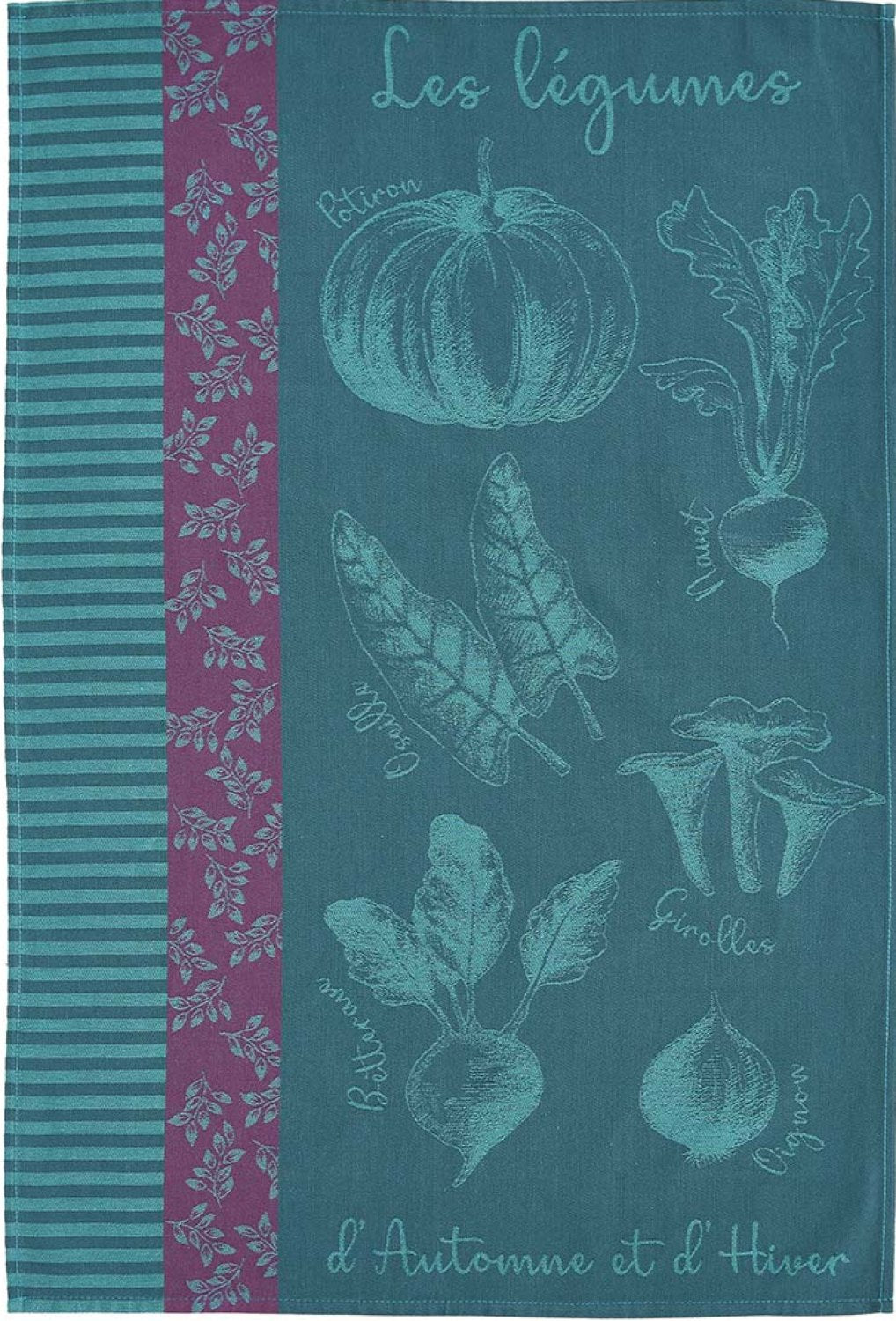 Coucke "Potager d’Automne", Woven cotton tea towel. Designed in France.