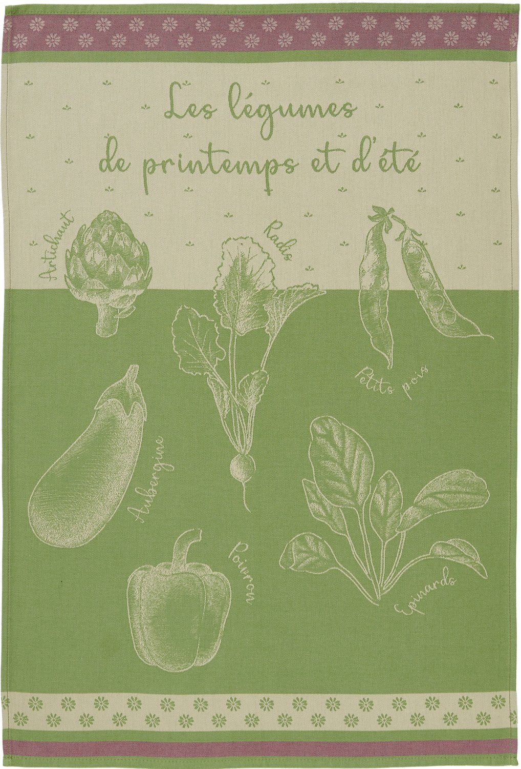Coucke "Potager d’Ete", Woven cotton tea towel. Designed in France.