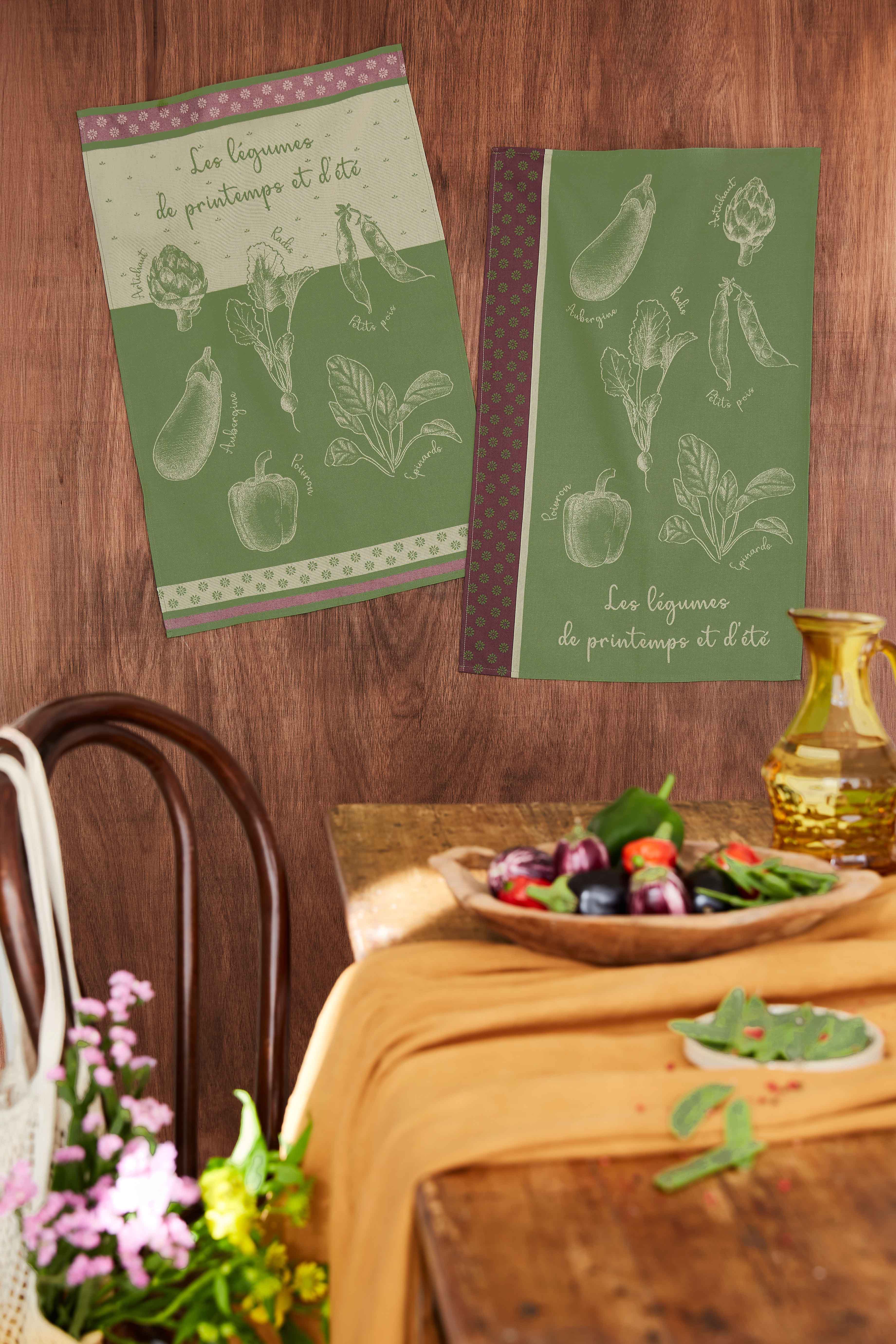 Coucke "Potager d’Ete", Woven cotton tea towel. Designed in France.