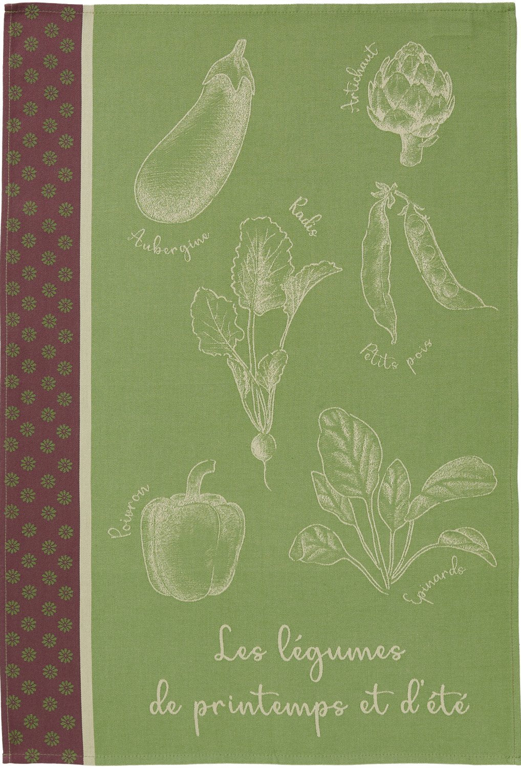 Coucke "Potager d’Printemps", Woven cotton tea towel. Designed in France.