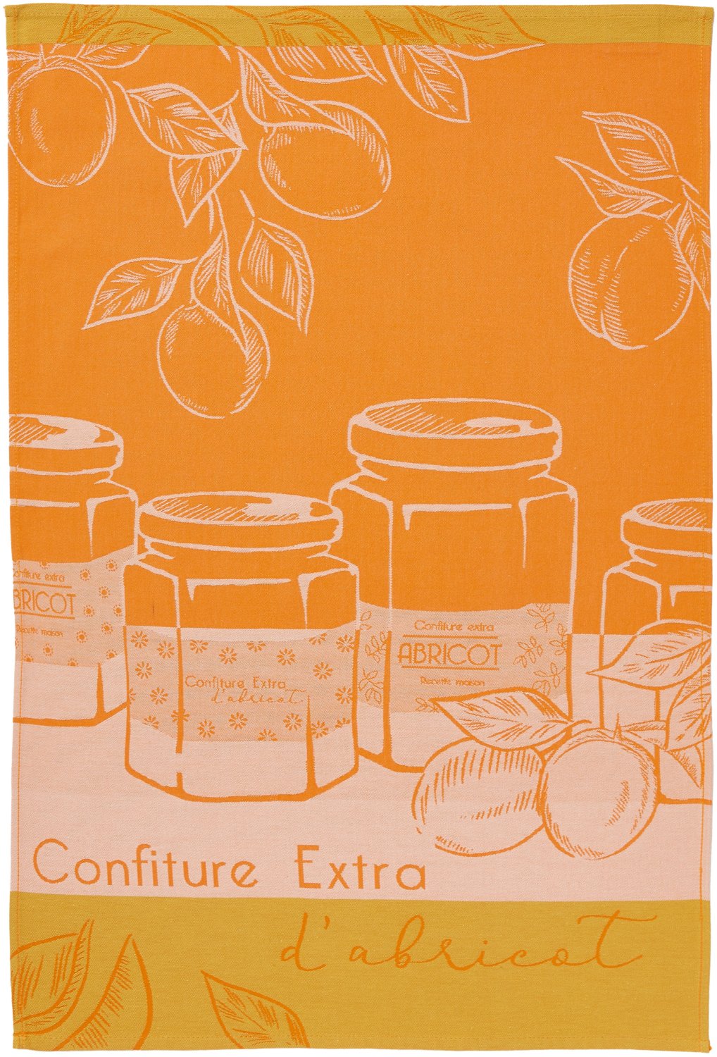 Coucke "Abricots du Verger", Woven cotton tea towel. Designed in France.