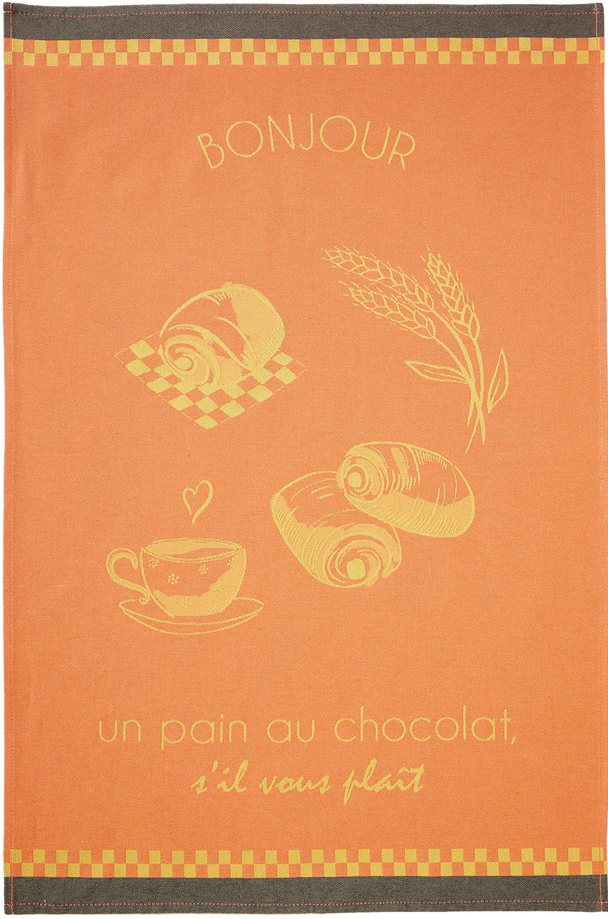 Coucke "Le Pain au Chocolat", Woven cotton tea towel. Designed in France.