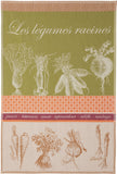Coucke "Legumes Racines", Woven cotton tea towel. Designed in France.