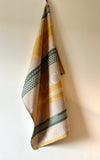 Coucke “Les Chats - Vert", Woven cotton tea towel. Designed in France.