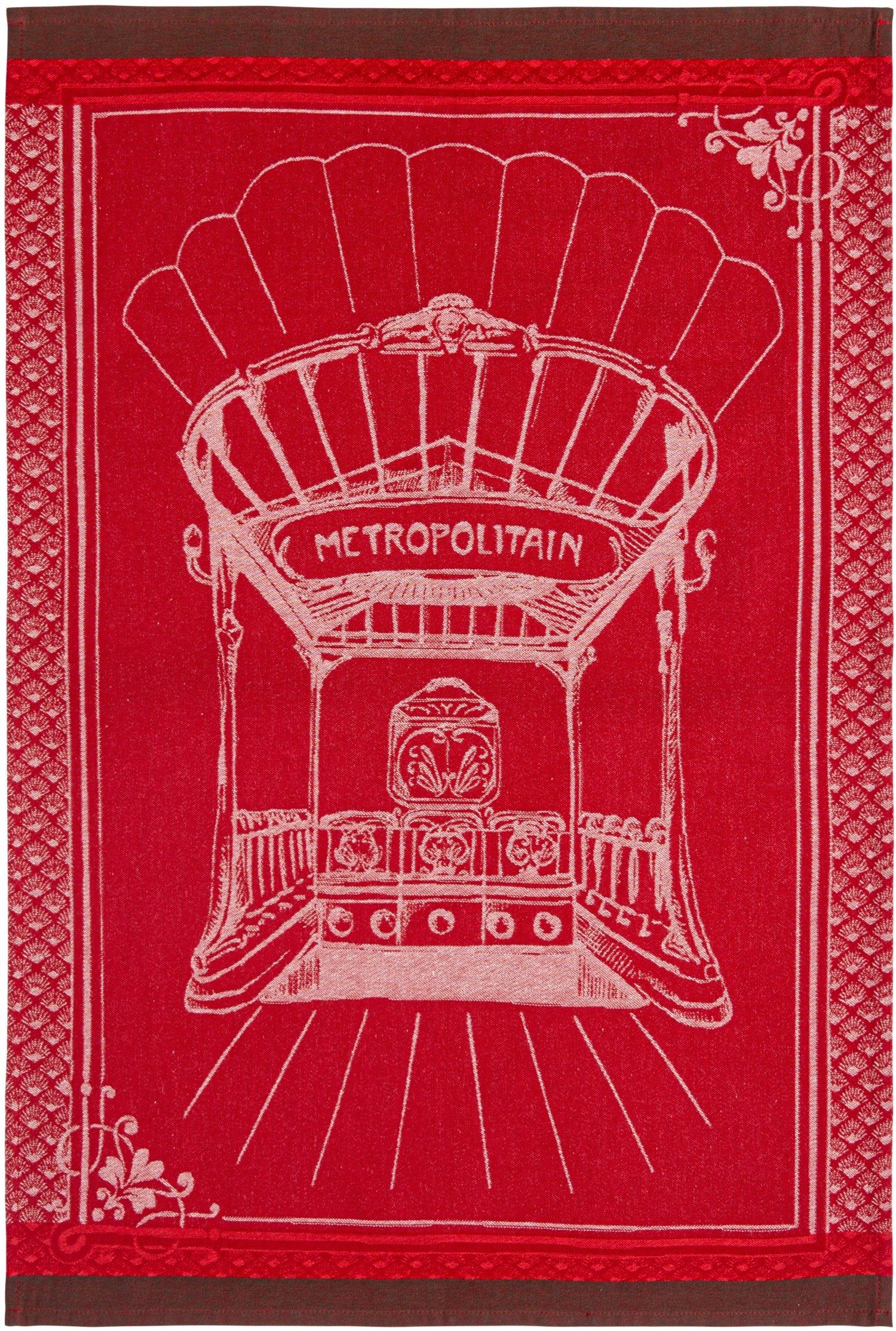 Coucke "Metropolitan - Rouge", Woven cotton tea towel. Designed in France.