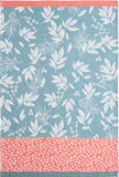 Coucke “Feuillage Bleu", Woven cotton tea towel. Designed in France.
