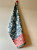 Coucke “Feuillage Bleu", Woven cotton tea towel. Designed in France.