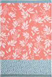 Coucke “Feuillage - Rouge", Woven cotton tea towel. Designed in France.