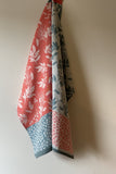 Coucke “Feuillage - Rouge", Woven cotton tea towel. Designed in France.