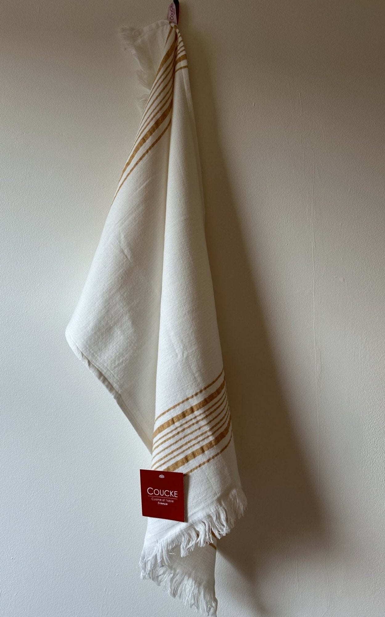Coucke "Bise Safran", Woven cotton tea towel. Designed in France.