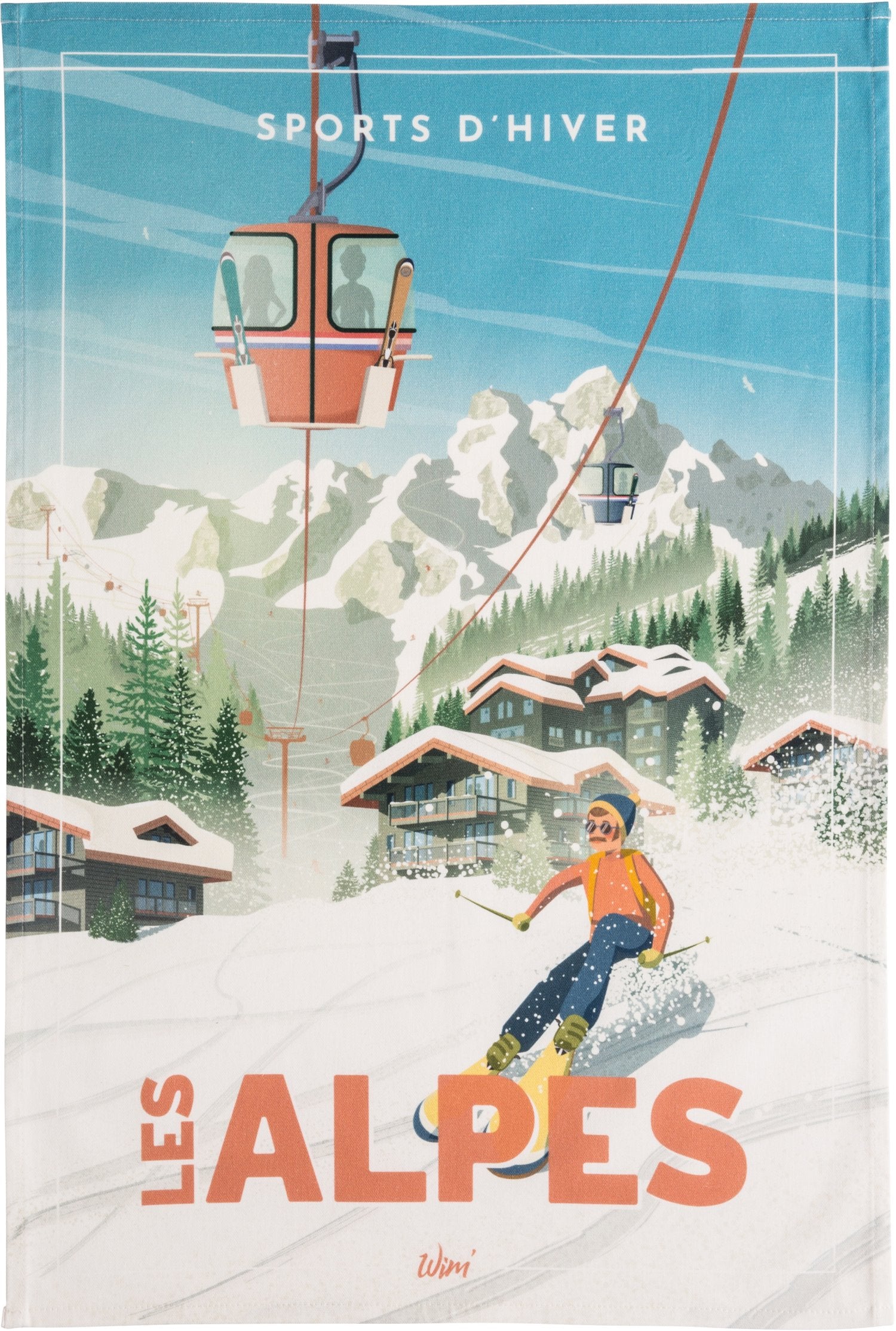 Coucke "WIM® Les Alpes", Printed cotton tea towel. Designed in France.