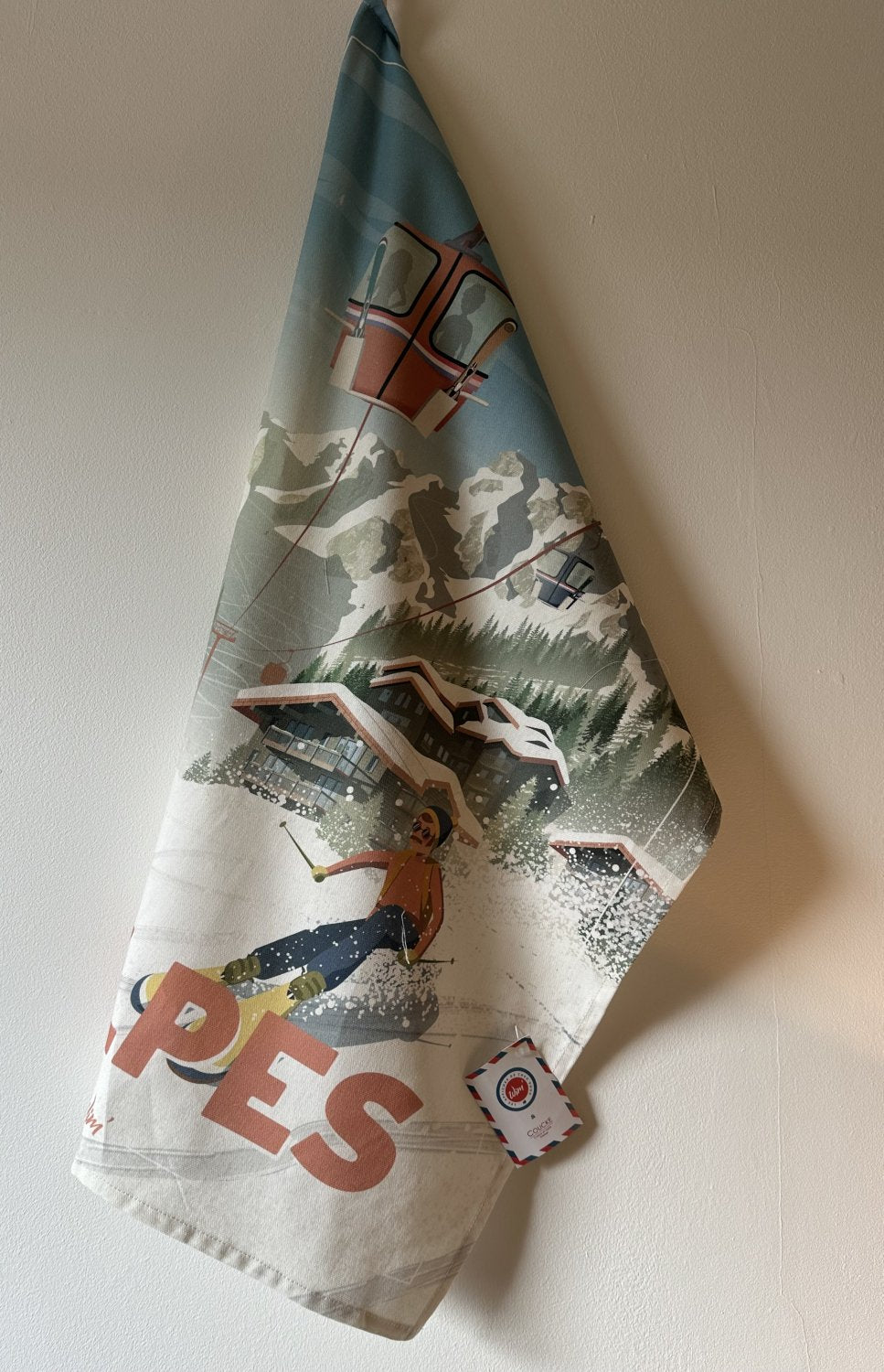 Coucke "WIM® Les Alpes", Printed cotton tea towel. Designed in France.