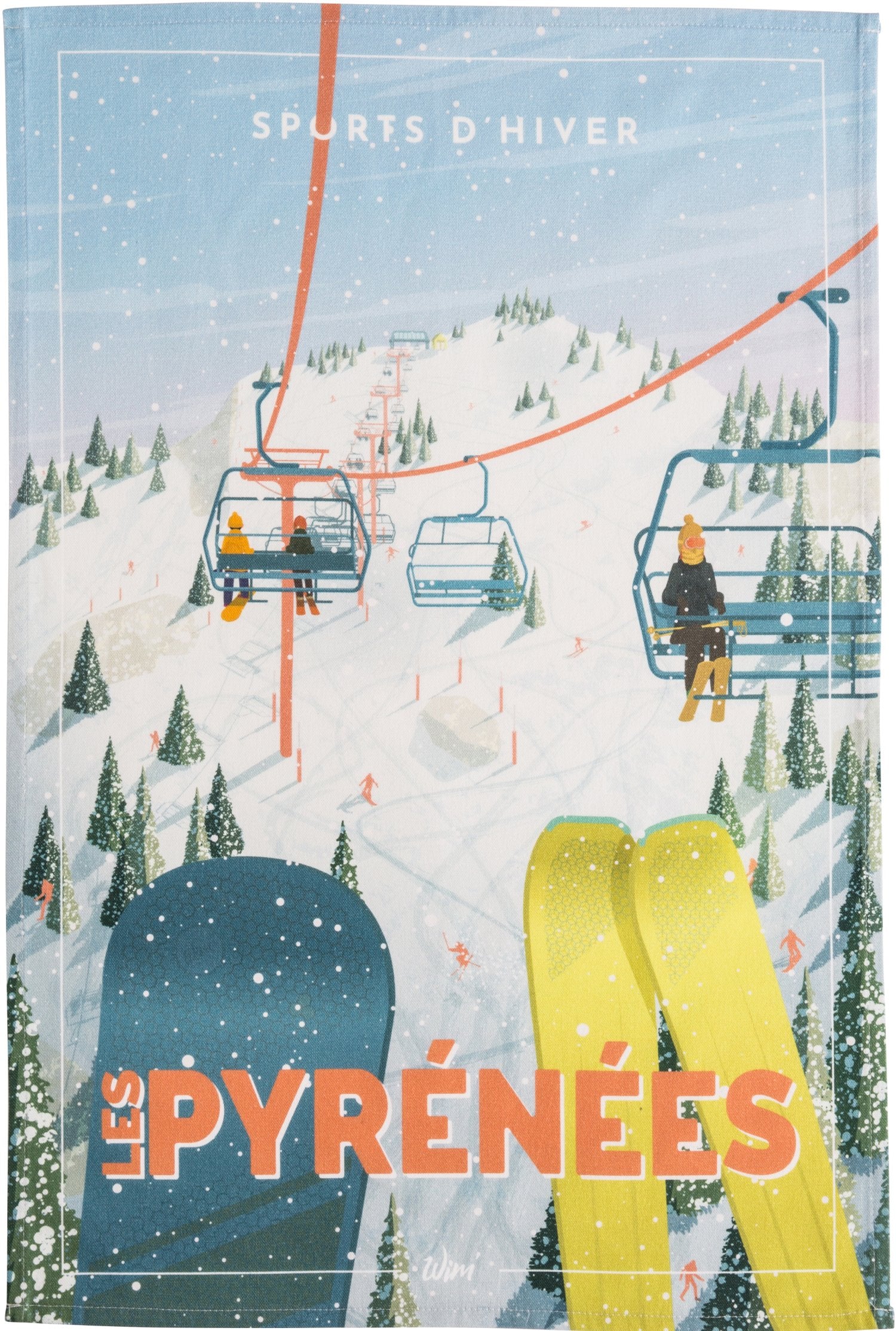 Coucke "WIM® Les Pyrenees", Printed cotton tea towel. Designed in France.
