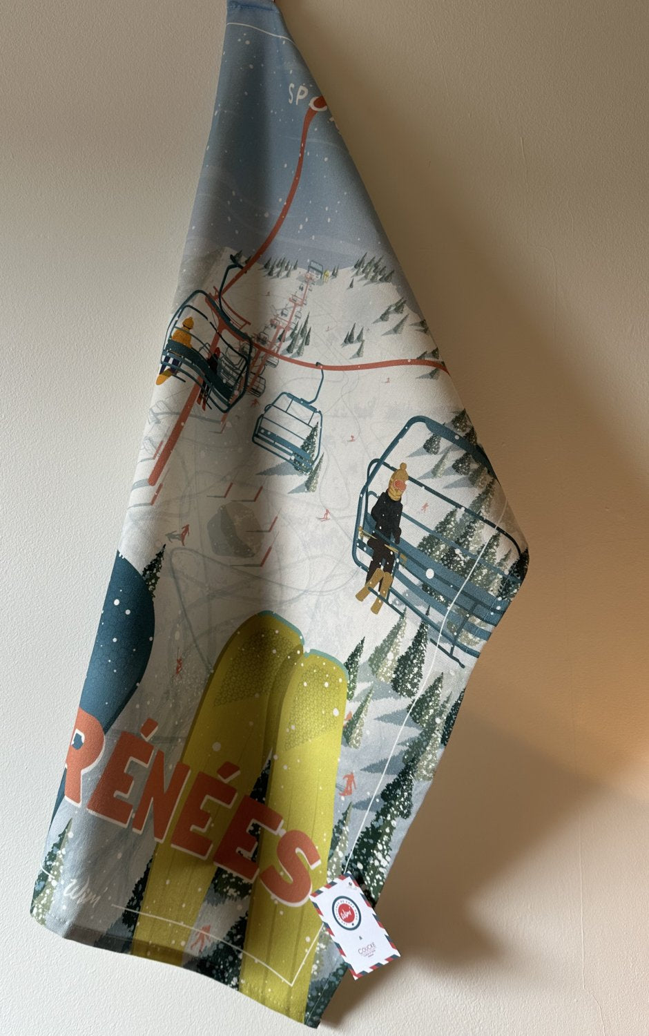 Coucke "WIM® Les Pyrenees", Printed cotton tea towel. Designed in France.